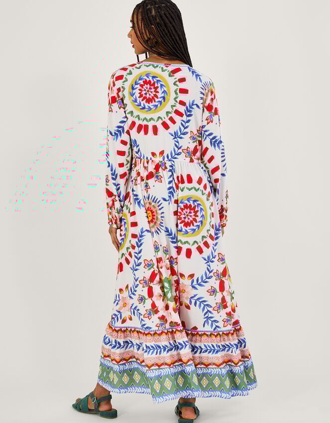 Daphne Printed Long Sleeve Maxi Dress, Ivory (IVORY), large