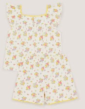 Rose Bud Print Short Pyjama Set, Ivory (IVORY), large