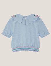 Embroidered Scallop Collar Top, Purple (LILAC), large