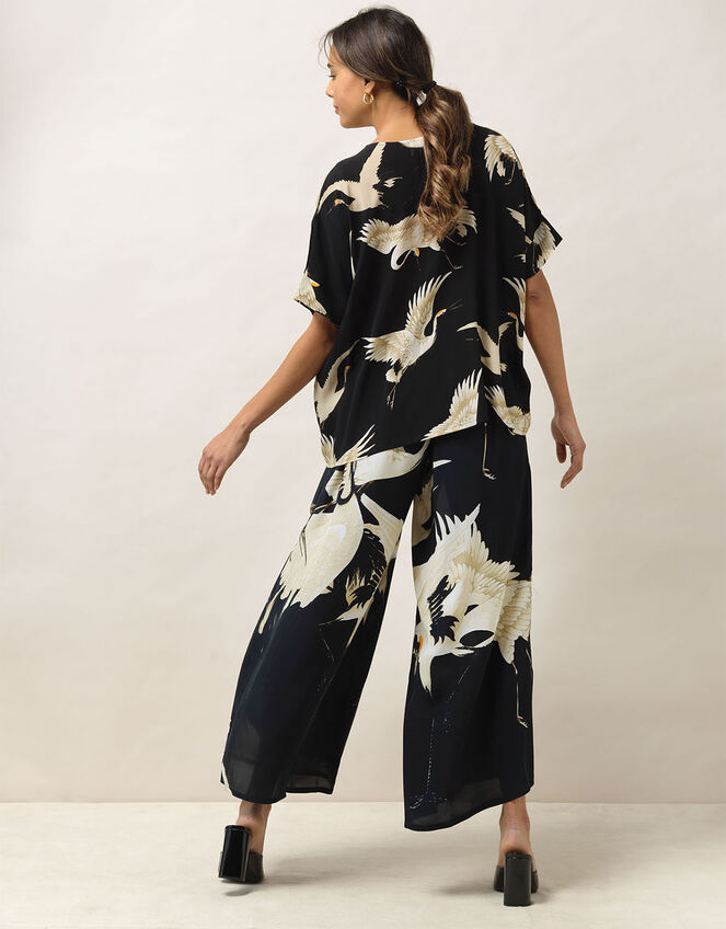 One Hundred Stars Stork Print Top, Black (BLACK), large