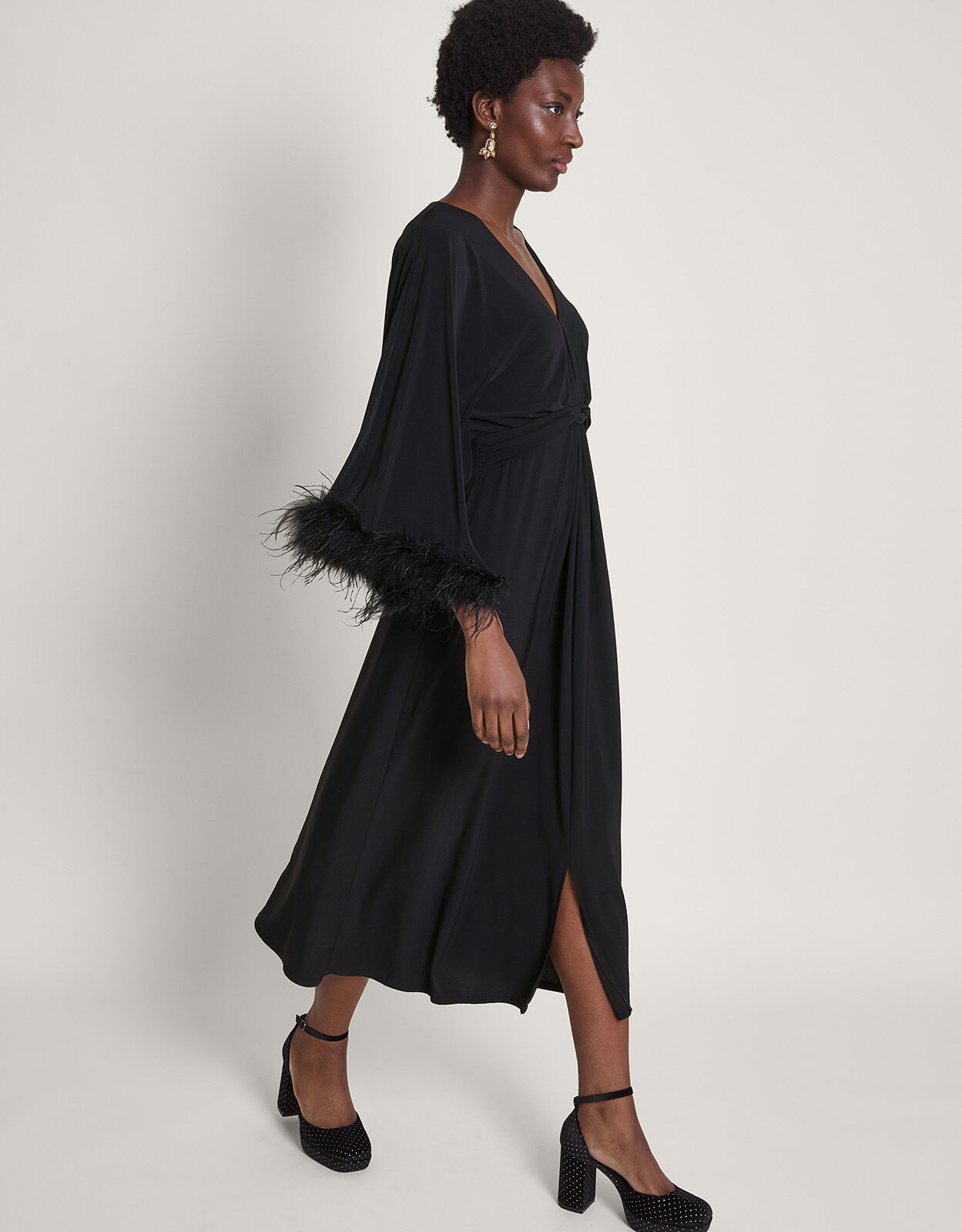 Pip Feather Maxi Dress Black
