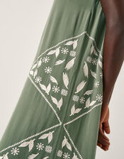 Rhea Embroidered Culotte Romper, Green (KHAKI), large