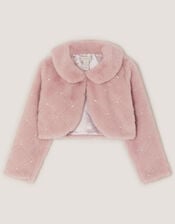 Posie Pearl Faux Fur Jacket, Pink (PINK), large