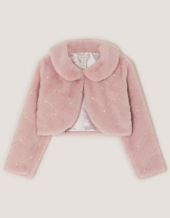 Posie Pearl Faux Fur Jacket, Pink (PINK), large