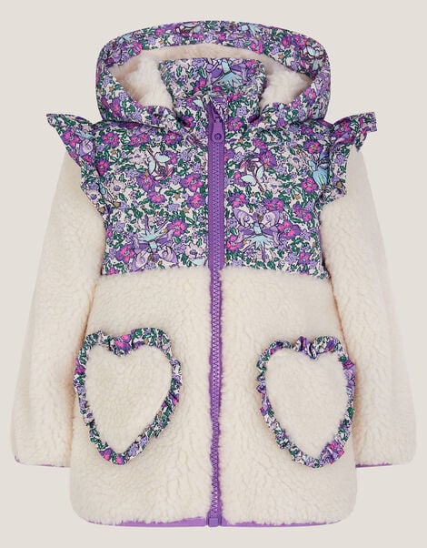 Baby Fairy Floral Borg Jacket, Purple (PURPLE), large
