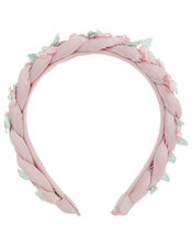 Plaited Floral Headband, , large