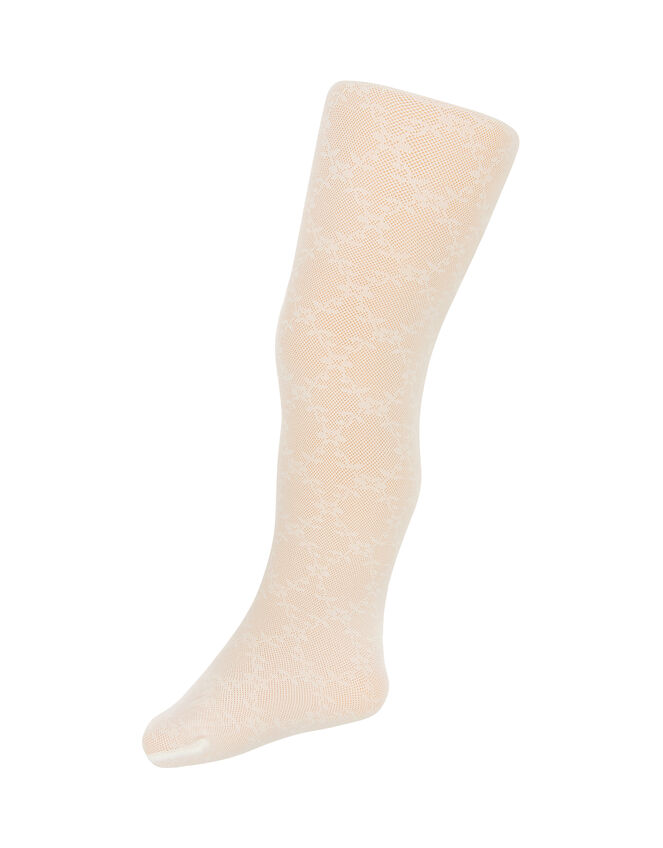 Baby Floral Lacey Tights, Ivory (IVORY), large
