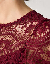 Monica Lace Midi Bridesmaid Dress, Red (BURGUNDY), large