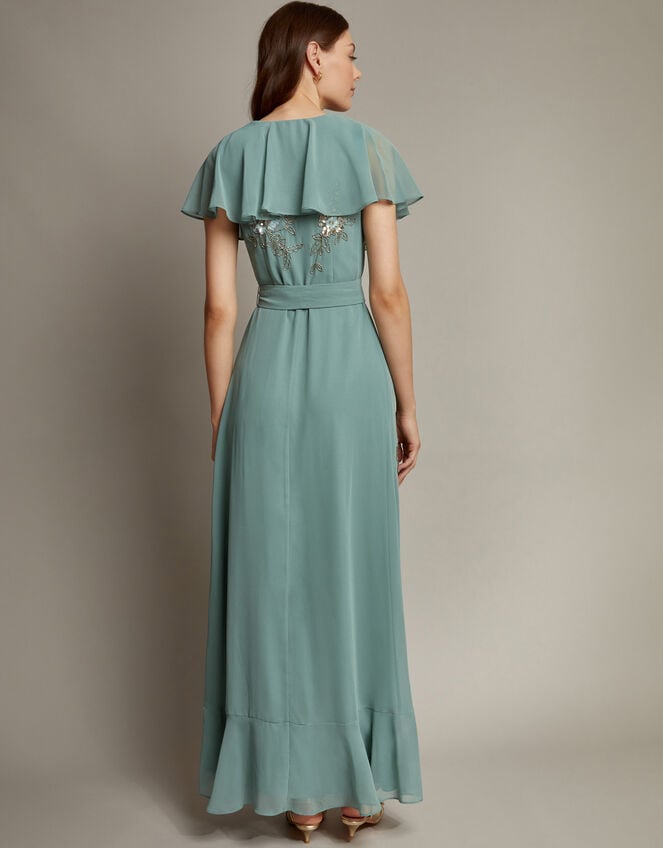 Ausha Floral Embellished Maxi Wrap Dress, Green (GREEN), large