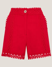 Irina High-Waisted Lace Shorts, Red (RED), large