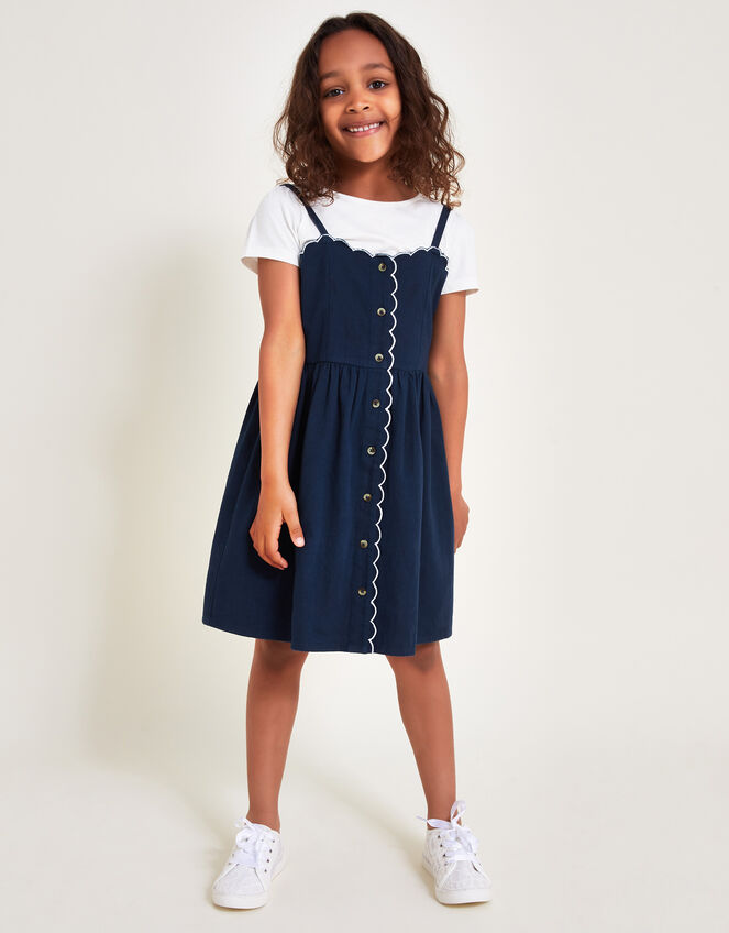 Scallop Dress and Top Set, Blue (BLUE), large