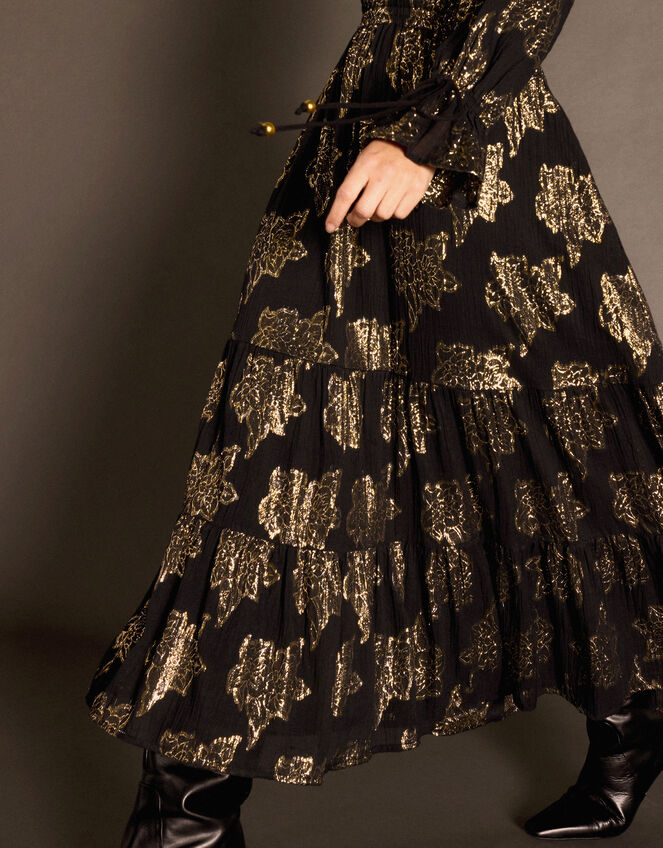 East Jacquard Maxi Dress, Black (BLACK), large