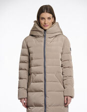 Rino & Pelle Keila Faux Fur Lined Long Puffer Coat, TOFFEE, large