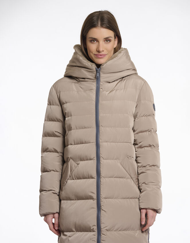 Rino & Pelle Keila Faux Fur Lined Long Puffer Coat, TOFFEE, large