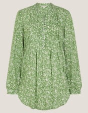 Tortie Floral Pintuck Blouse, Green (GREEN), large