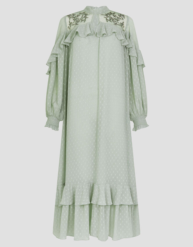 Debbie Polka Dot Ruffle Maxi Dress, Green (SAGE), large