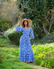 La Galeria Elefante Jodie Flamenco Maxi Dress, Blue (BLUE), large