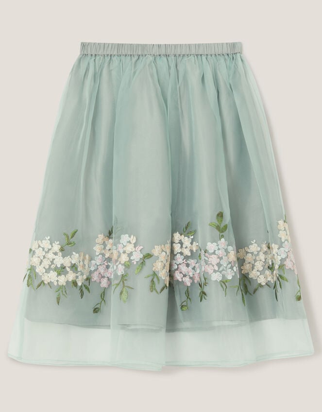 Floral Embroidered Party Skirt, Green (SAGE), large