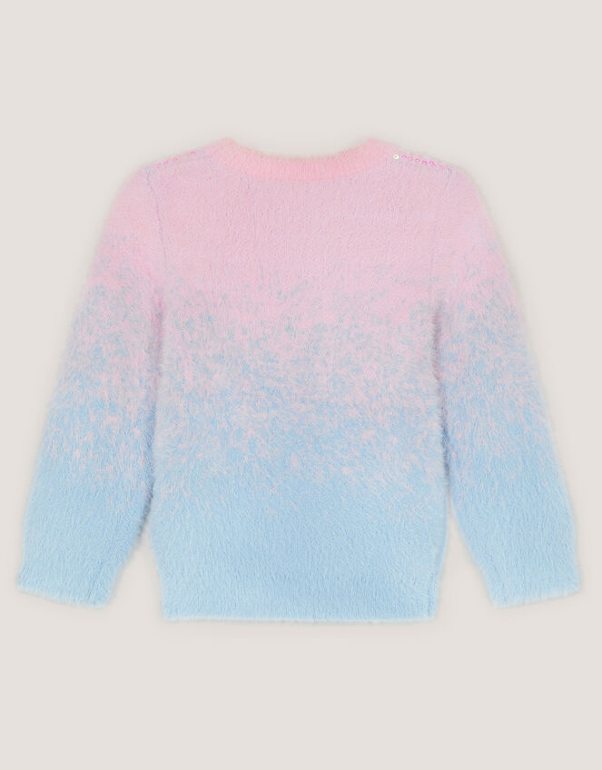 Sequin Ombr&eacute; Fluffy Jumper, Blue (BLUE), large