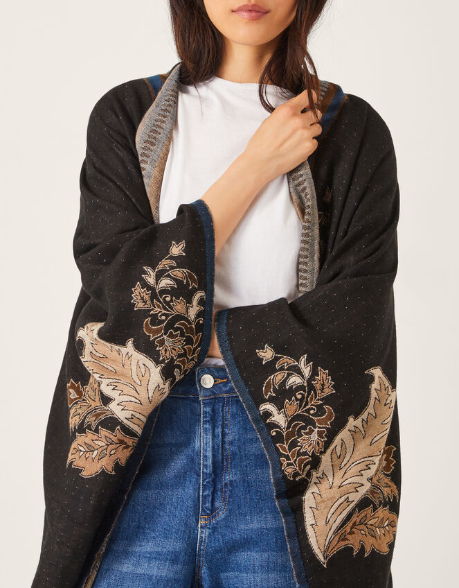 Crissy Jacquard Wrap Cardigan, Black (BLACK), large