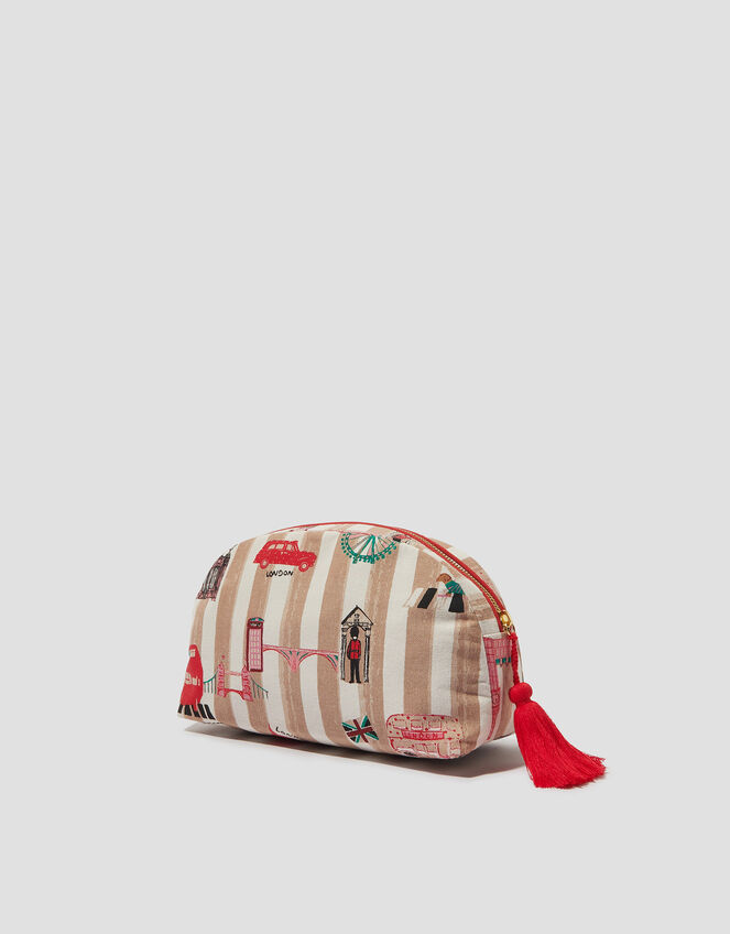 Stripe London Zip Make Up Bag, , large