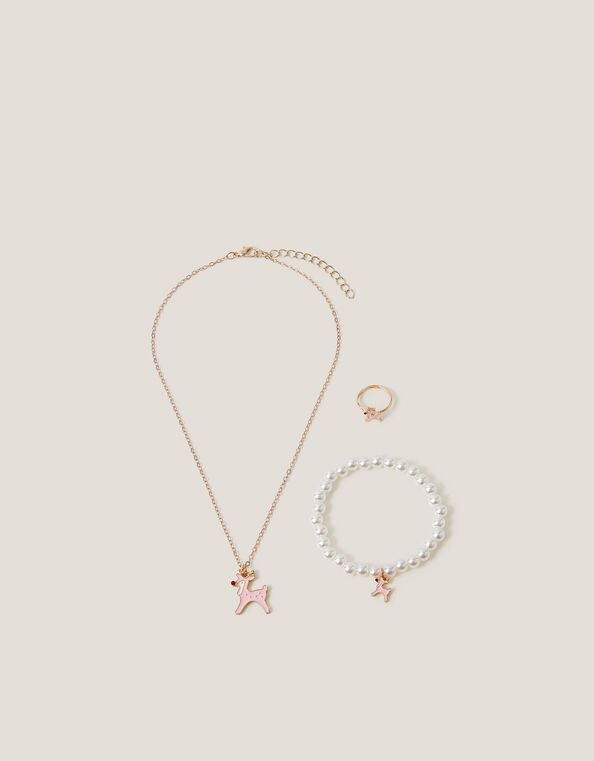 Ruby Christmas Reindeer Jewellery Set, , large