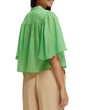 Scotch and Soda Flutter Sleeve Shirt, Green (GREEN), large