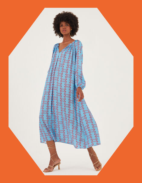 DEEBA Oozie Print Dress Blue, Blue (BLUE), large