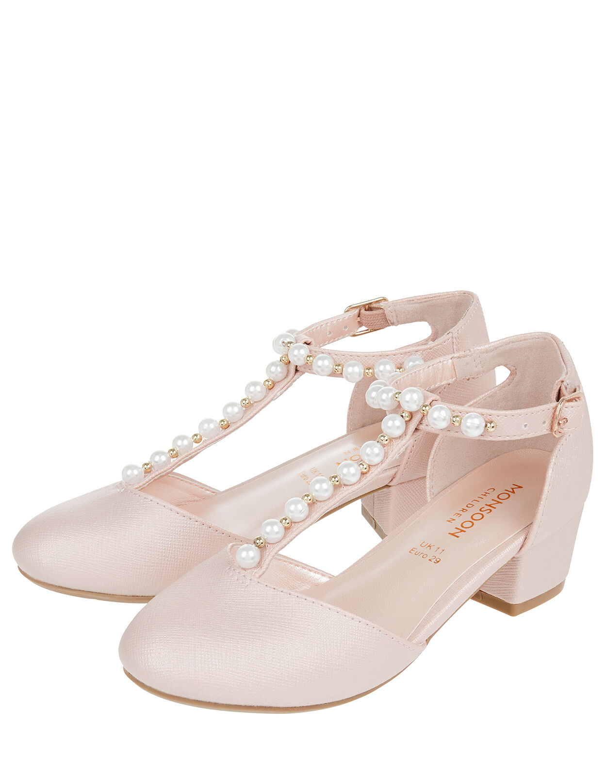 Phoebe Shimmer and Pearl T Bar Shoes Pink