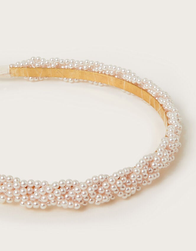 Pearl Bead Braided Headband, , large