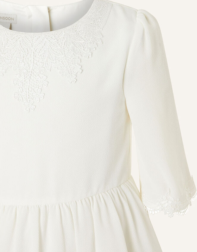 Lace Trim Crepe Tunic Dress, Ivory (IVORY), large