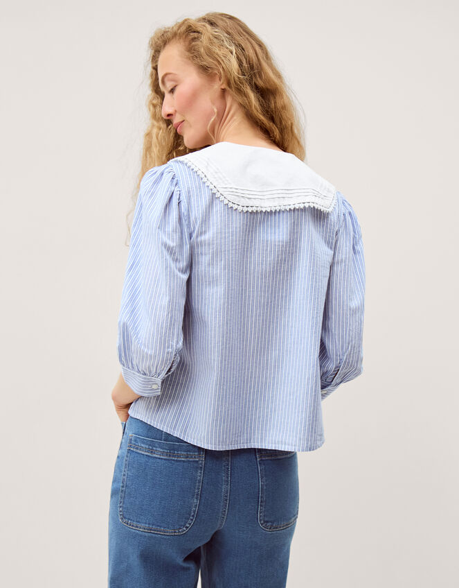 Xenia Tie Front Stripe Blouse, Blue (BLUE), large