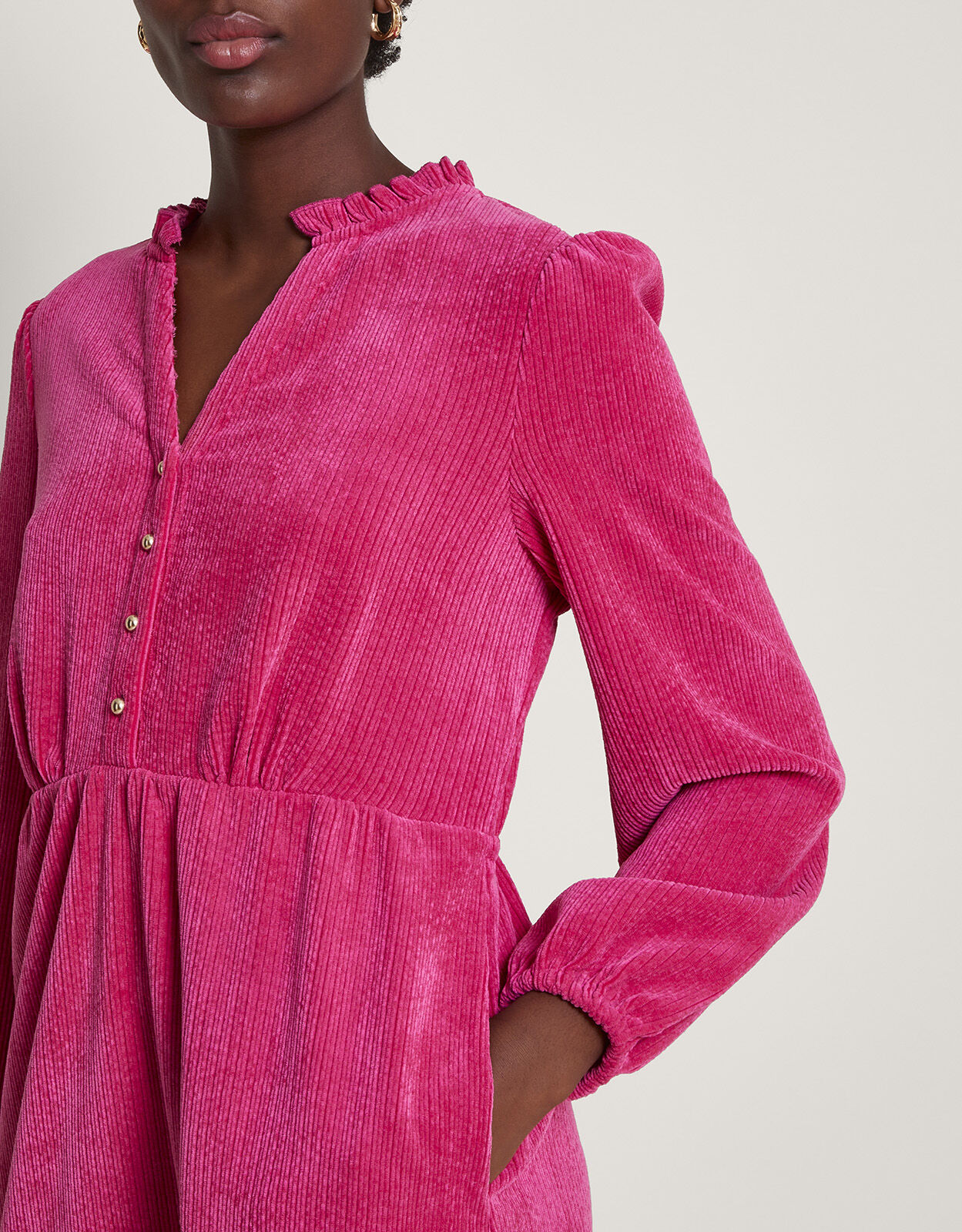 Pink cord dress hot sale