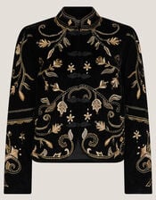 Farah Embroidered Velvet Jacket, Black (BLACK), large