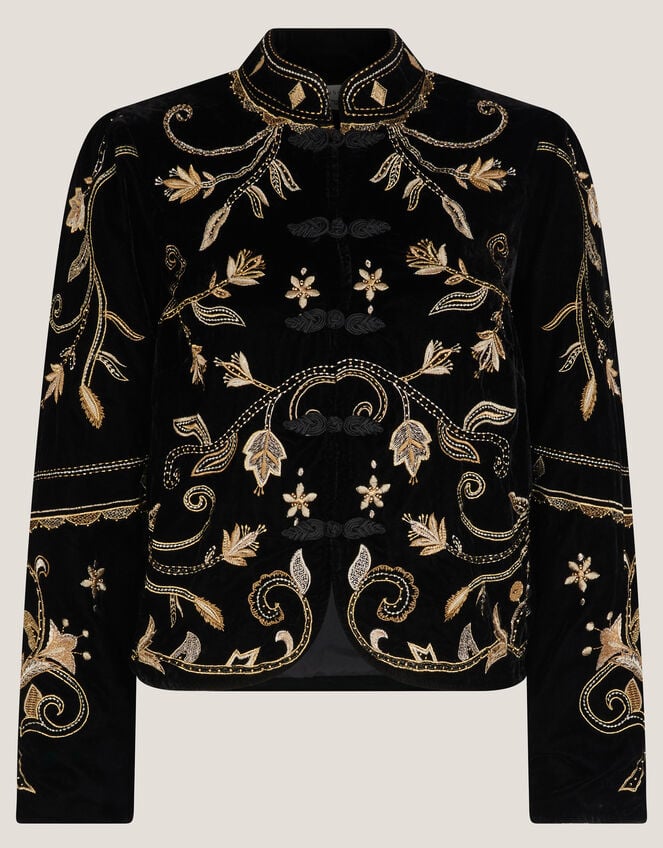 Farah Embroidered Velvet Jacket, Black (BLACK), large