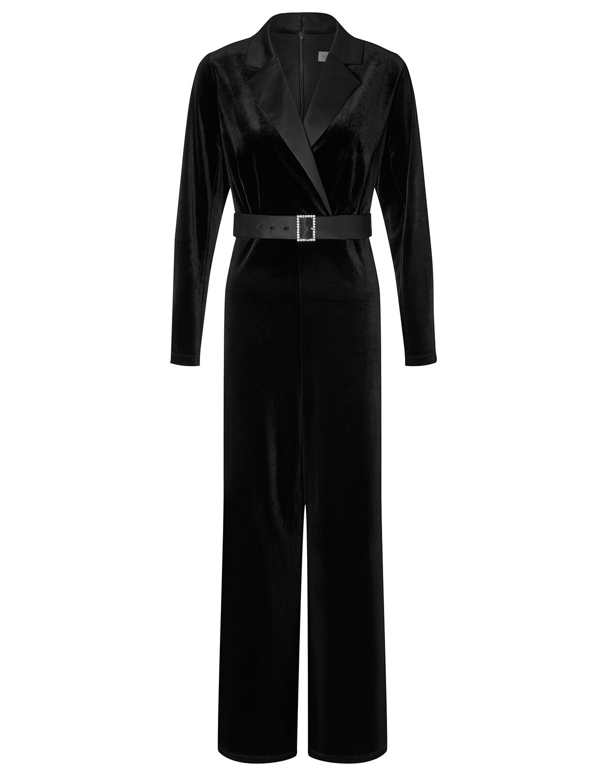 Sheena Stretch Velvet Wide Leg Jumpsuit Black