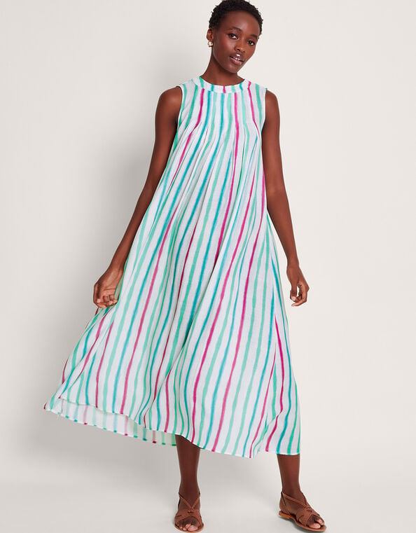 Sally Stripe Dress, Ivory (IVORY), large