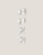 4-Pack Mini Pearl Bow Hair Clips, Ivory (IVORY), large