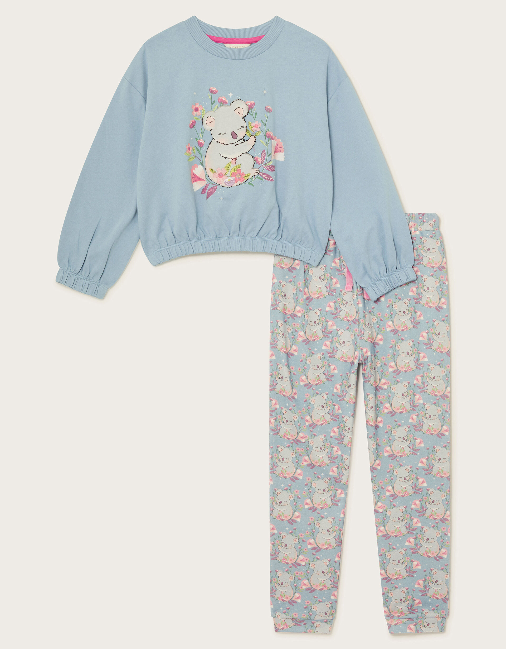 Long Sleeve Koala Print Pyjamas Set Blue