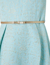 Katerina Metallic Jacquard High-Low Dress, Blue (BLUE), large