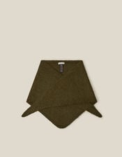 Taya Knitted Triangle Scarf, Green (KHAKI), large