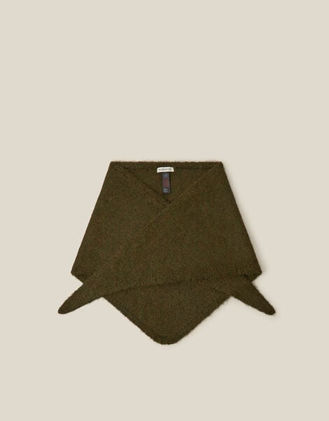 Taya Knitted Triangle Scarf, Green (KHAKI), large