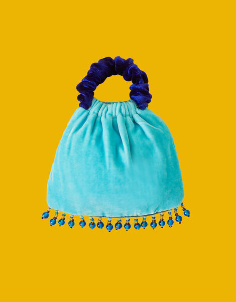 La Galeria Elefante Poco Loco Velvet Bag, Blue (BLUE), large