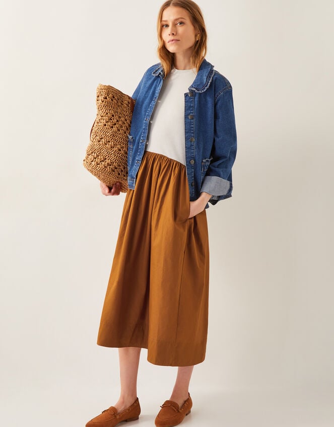 Cali Contrast T-Shirt Midi Dress, Camel (CAMEL), large