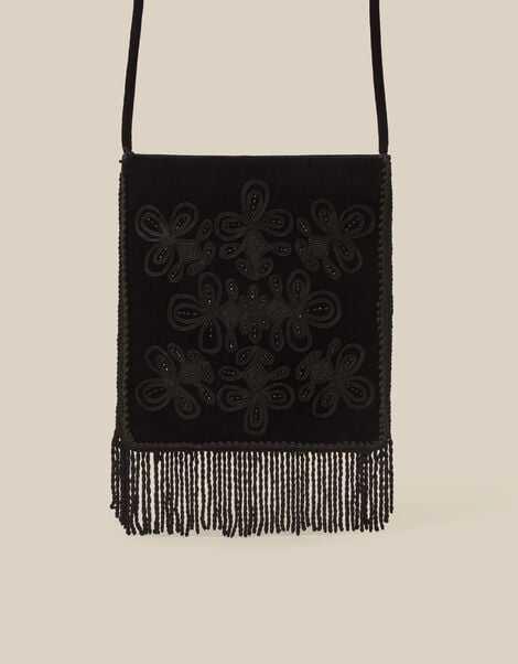 Dori Embroidered Fringe Crossbody Bag, , large