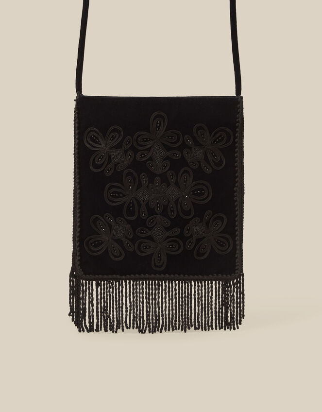 Dori Embroidered Fringe Crossbody Bag, , large