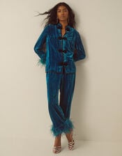 Quinn Frogging Feather Velvet Jacket, Teal (TEAL), large
