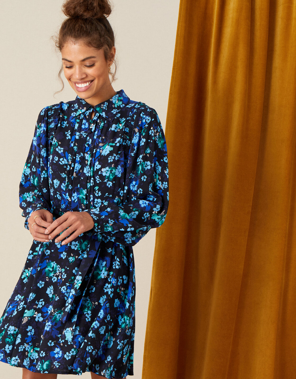 Ditsy Print Short Shirt Dress Black Shirt Dresses Monsoon ROI
