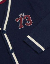 Sports Stripe V-Neck Cardigan, Blue (NAVY), large