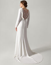 Aleah Long Sleeve Cowl Lace Wedding Dress, Ivory (IVORY), large